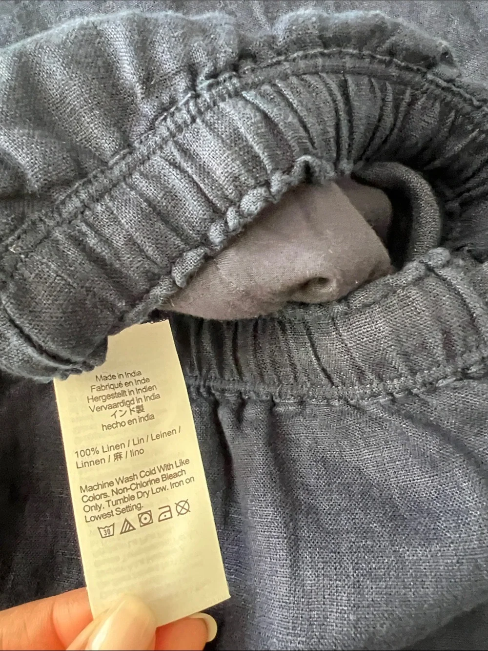 J. Crew Soleil Pant 100% Linen Pockets Drawstring Pull On Navy Blue Small $98